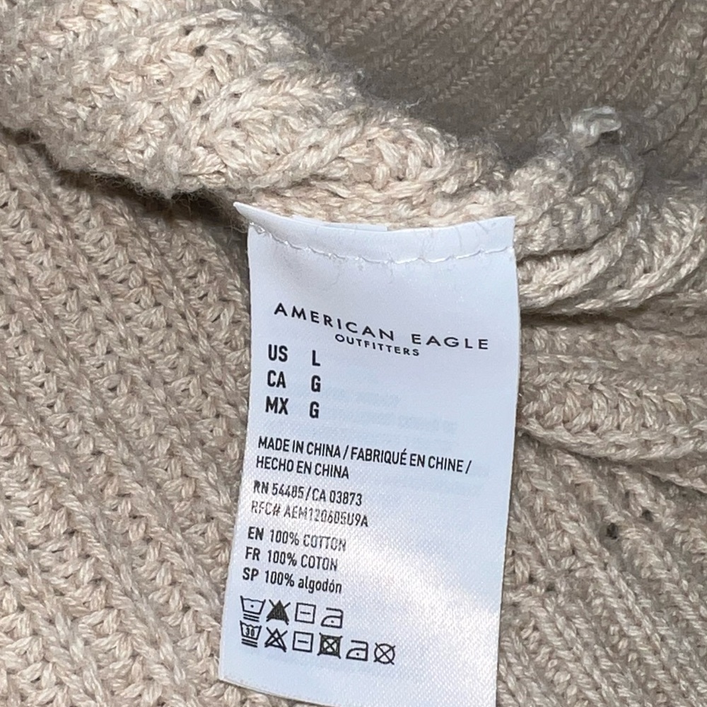 American Eagle Minimalist Knit Beige Casual Oversized Two Tone Sweater Size L - Picture 8 of 8